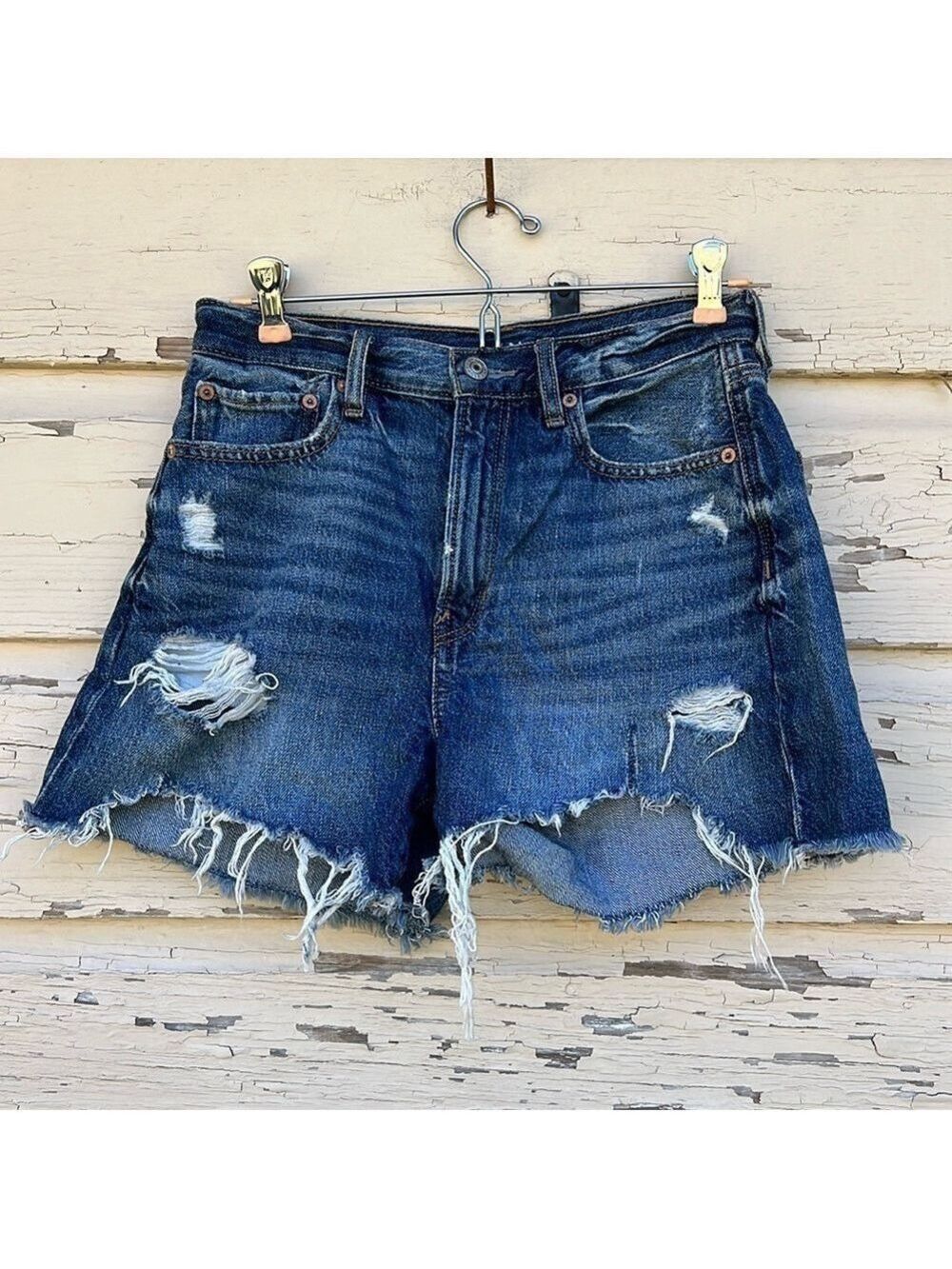 American Eagle 90s Boyfriend Highwaisted Denim Distressed Short Shorts Size 2